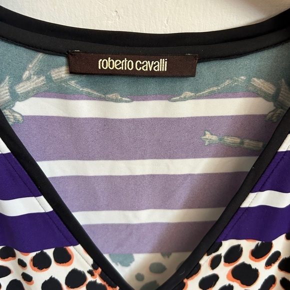 Roberto Cavalli V Neck Snake, Bird and Floral Pattern Dress - Picture 1 of 9